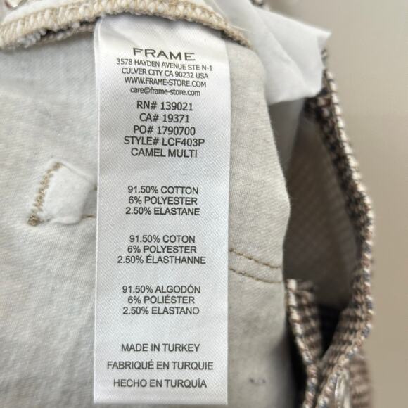 FRAME Le Crop Flare Camel Multi Houndstooth Print Tan Sz 34 {V26} - Picture 5 of 5